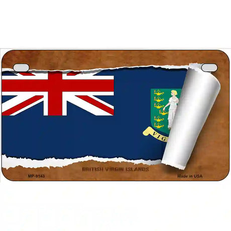 British Virgin Island Flag Scroll Metal Novelty License Plate 7" x 4" (MP)