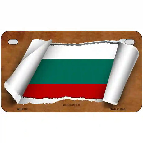 Bulgaria Flag Scroll Metal Novelty License Plate 7" x 4" (MP)