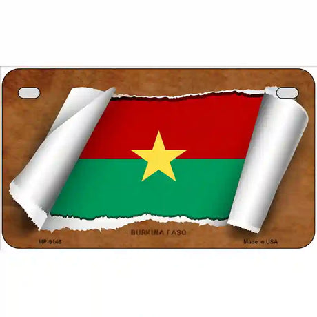 Burkina Faso Flag Scroll Metal Novelty License Plate 7" x 4" (MP)