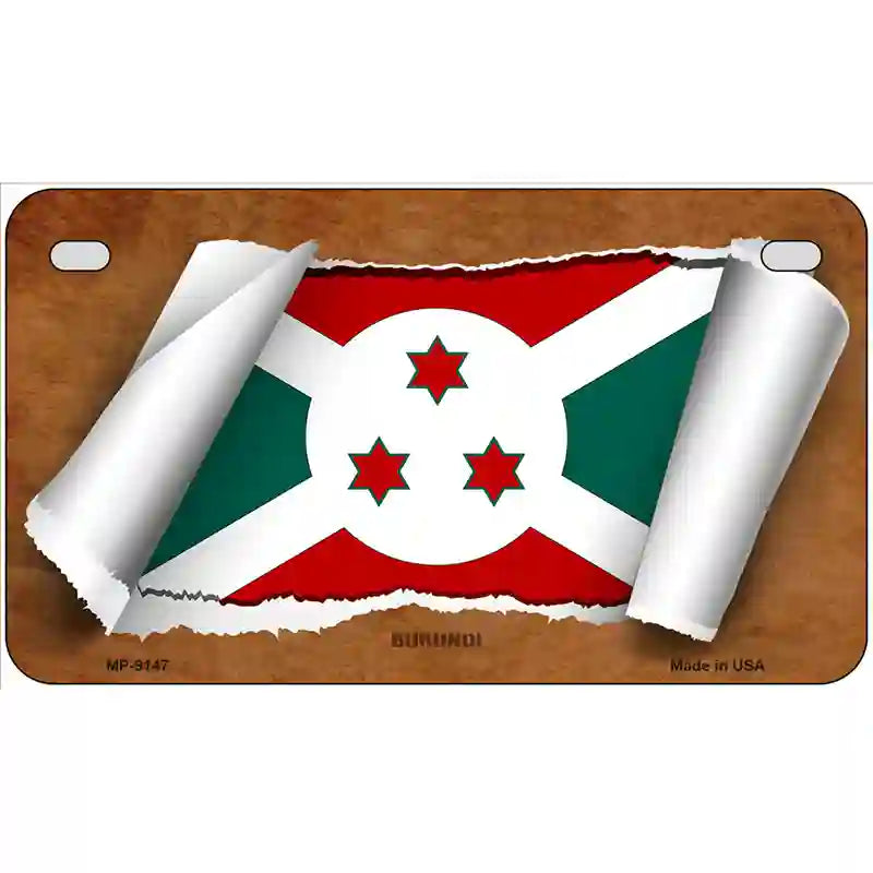 Burundi Flag Scroll Metal Novelty License Plate 7" x 4" (MP)