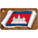 Cambodia Flag Scroll Metal Novelty License Plate 7" x 4" (MP)