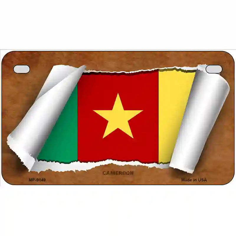 Cameroon Flag Scroll Metal Novelty License Plate 7" x 4" (MP)