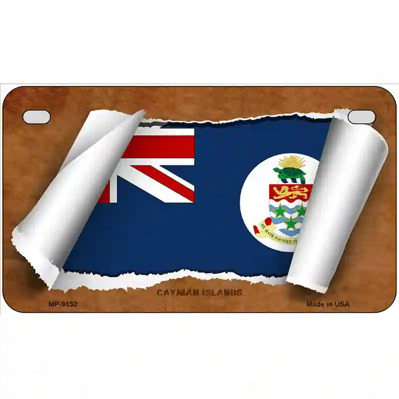 Cayman Islands Flag Scroll Metal Novelty License Plate 7" x 4" (MP)