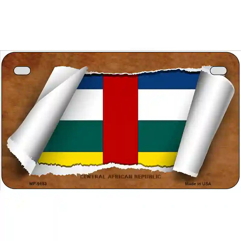 Central African Republic Flag Scroll Metal Novelty License Plate 7" x 4" (MP)