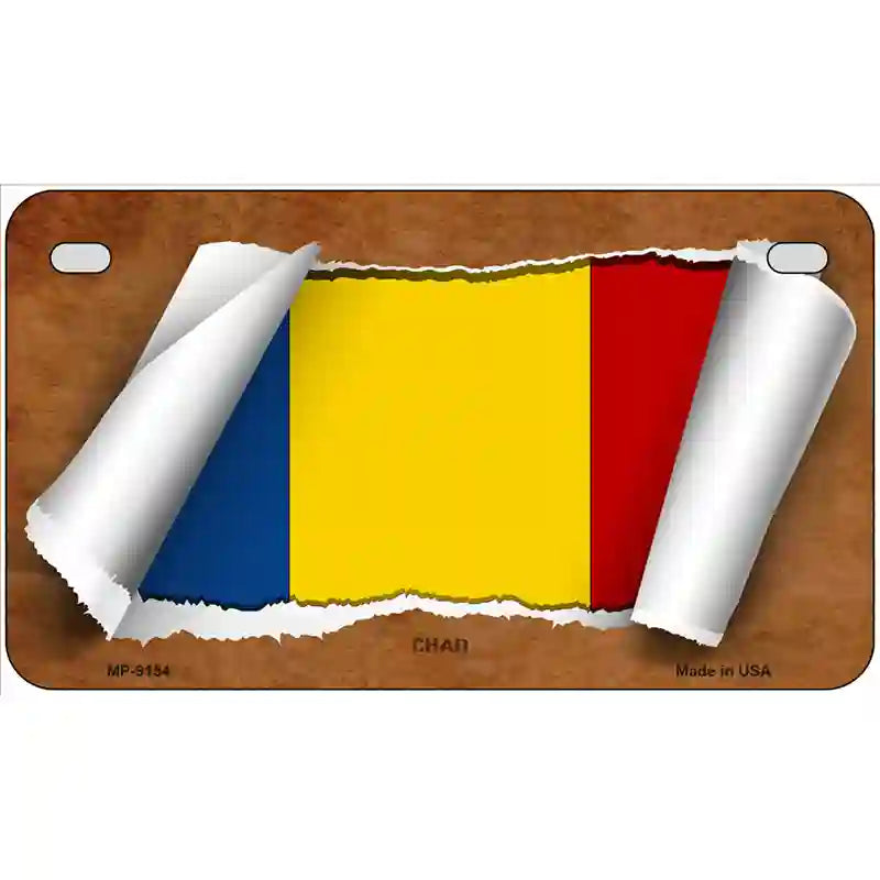 Chad Flag Scroll Metal Novelty License Plate 7" x 4" (MP)