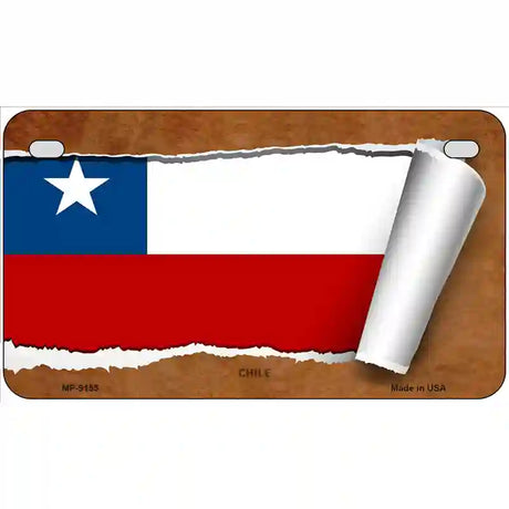 Chile Flag Scroll Metal Novelty License Plate 7" x 4" (MP)