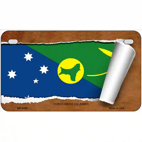 Christmas Islands Flag Scroll Metal Novelty License Plate 7" x 4" (MP)