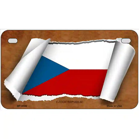 Czech Republic Flag Scroll Metal Novelty License Plate 7" x 4" (MP)