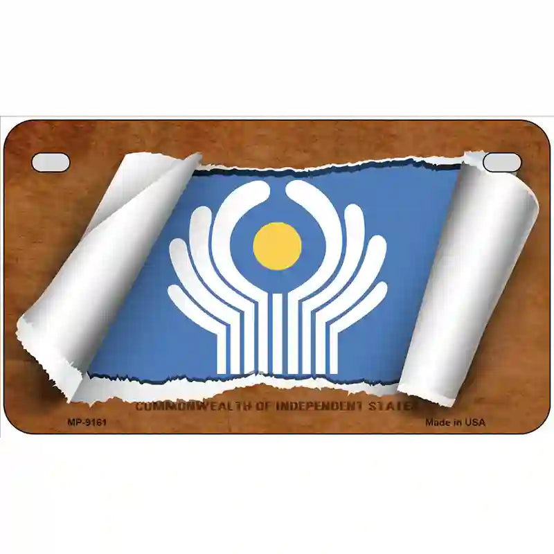 Commonwealth of Independent States Flag Scroll Metal Novelty License Plate 7" x 4" (MP)