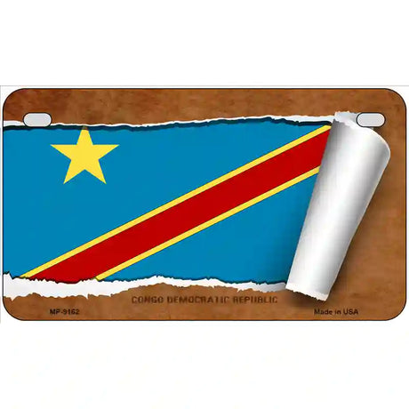 Congo Democratic Republic Flag Scroll Metal Novelty License Plate 7" x 4" (MP)