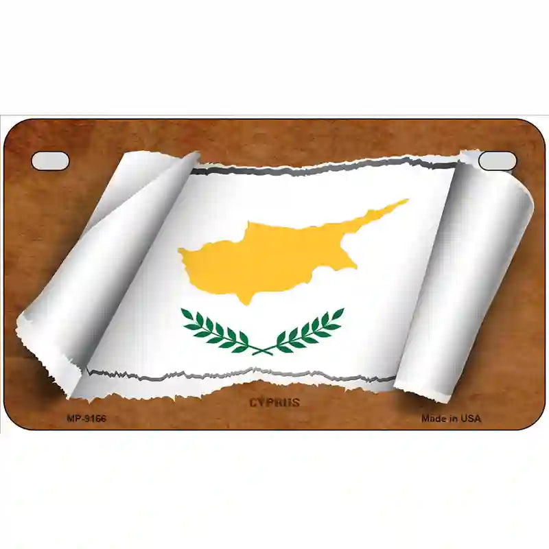 Cyprus Flag Scroll Metal Novelty License Plate 7" x 4" (MP)