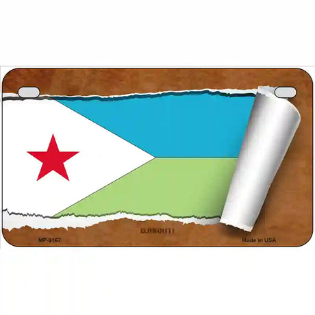 Djibouti Flag Scroll Metal Novelty License Plate 7" x 4" (MP)