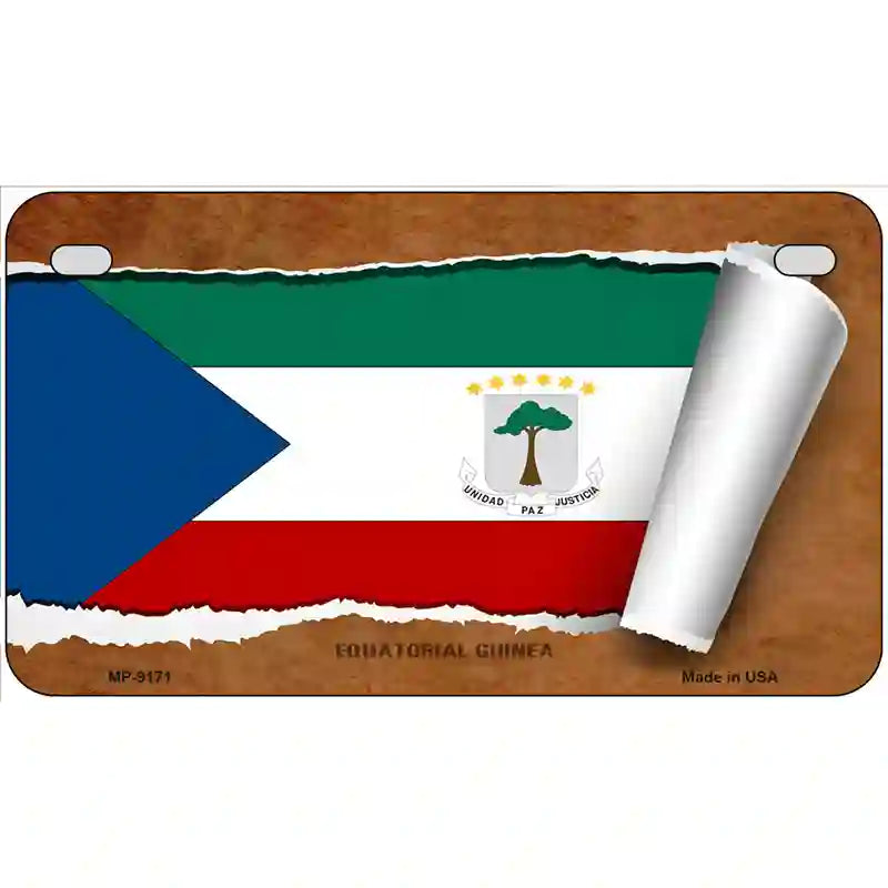 Equatorial Guinea Flag Scroll Metal Novelty License Plate 7" x 4" (MP)