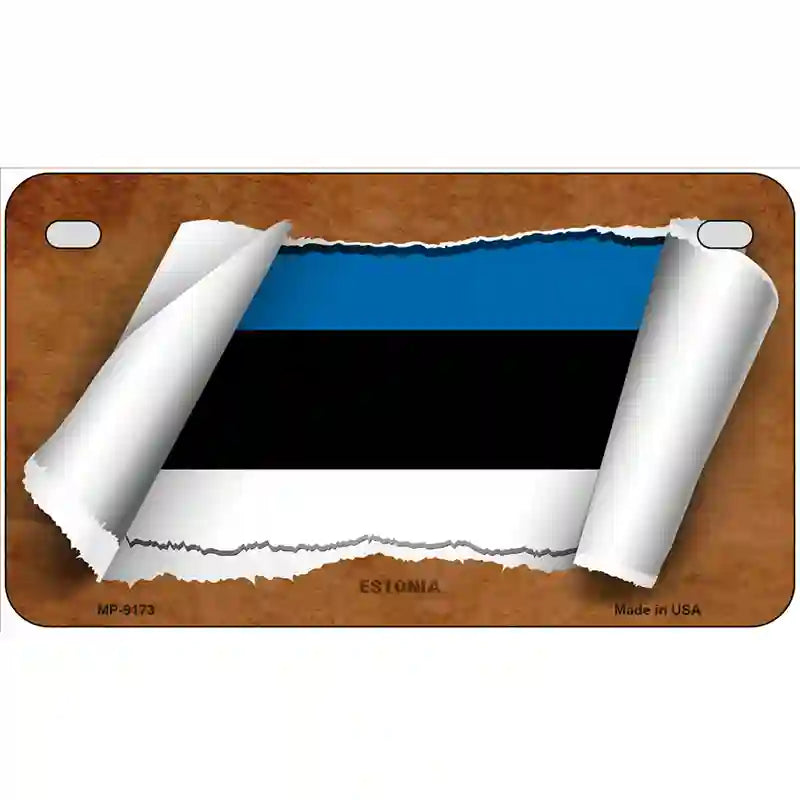 Estonia Flag Scroll Metal Novelty License Plate 7" x 4" (MP)