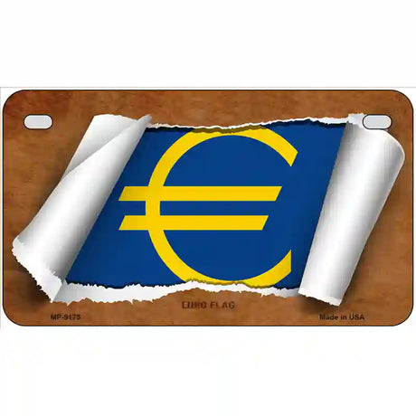 Euro Flag Scroll Metal Novelty License Plate 7" x 4" (MP)