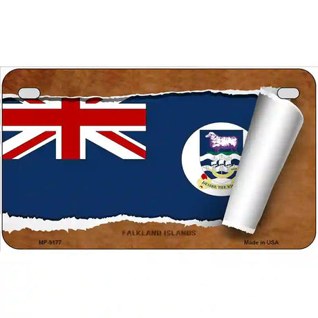 Falkland Islands Flag Scroll Metal Novelty License Plate 7" x 4" (MP)