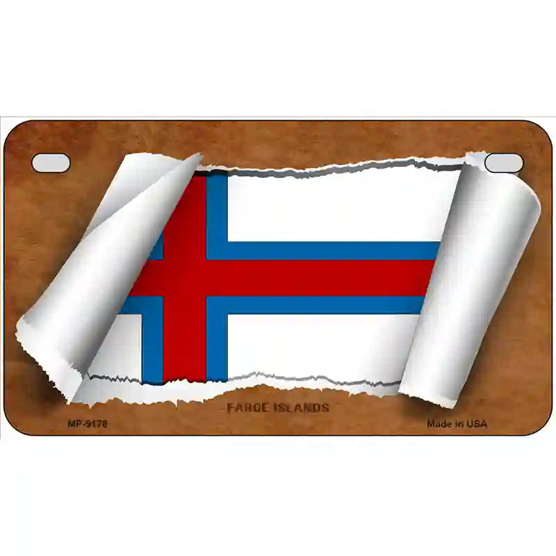 Faroe Islands Flag Scroll Metal Novelty License Plate 7" x 4" (MP)