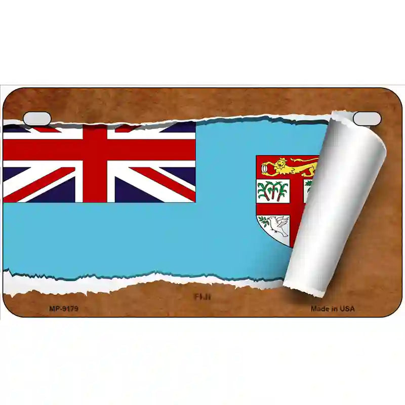 Fiji Flag Scroll Metal Novelty License Plate 7" x 4" (MP)