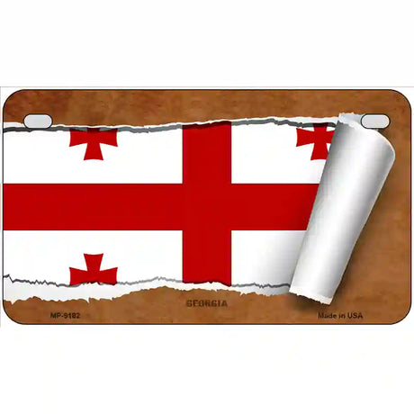 Georgia Country Flag Scroll Metal Novelty License Plate 7" x 4" (MP)