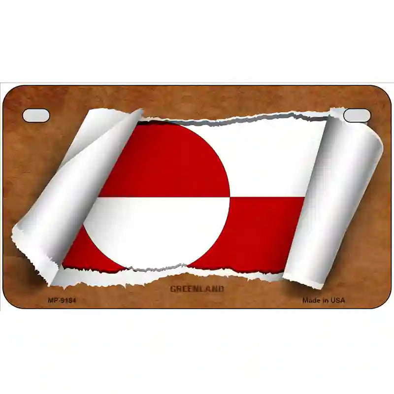 Greenland Flag Scroll Metal Novelty License Plate 7" x 4" (MP)