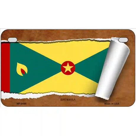 Grenada Flag Scroll Metal Novelty License Plate 7" x 4" (MP)