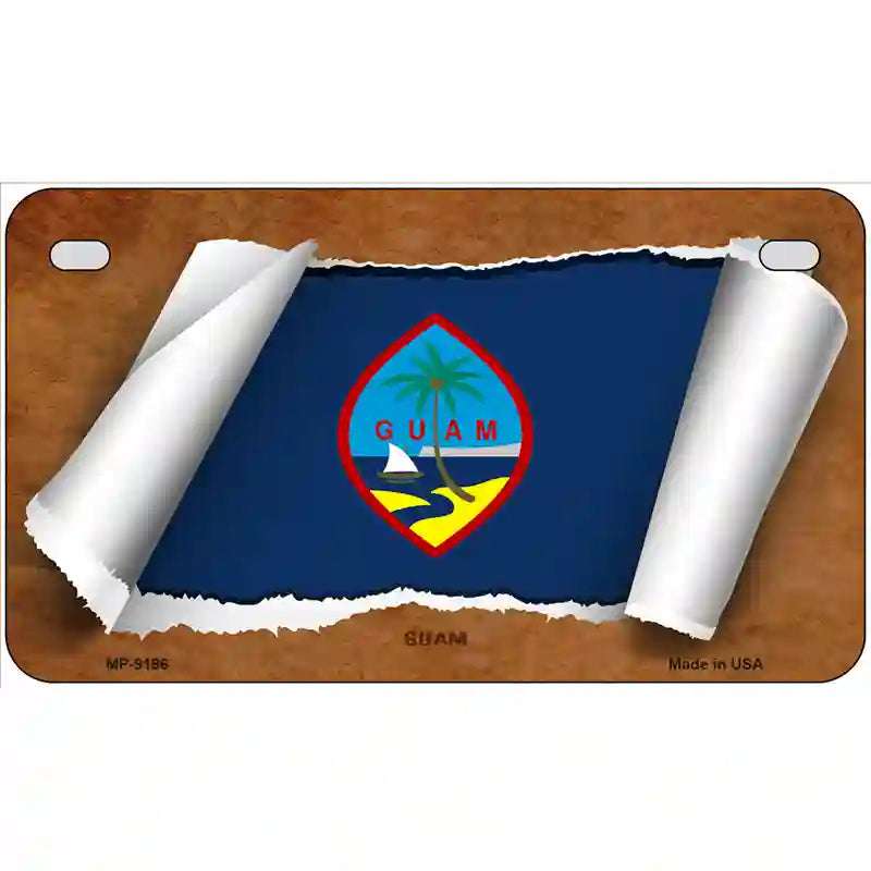 Guam Flag Scroll Metal Novelty License Plate 7" x 4" (MP)