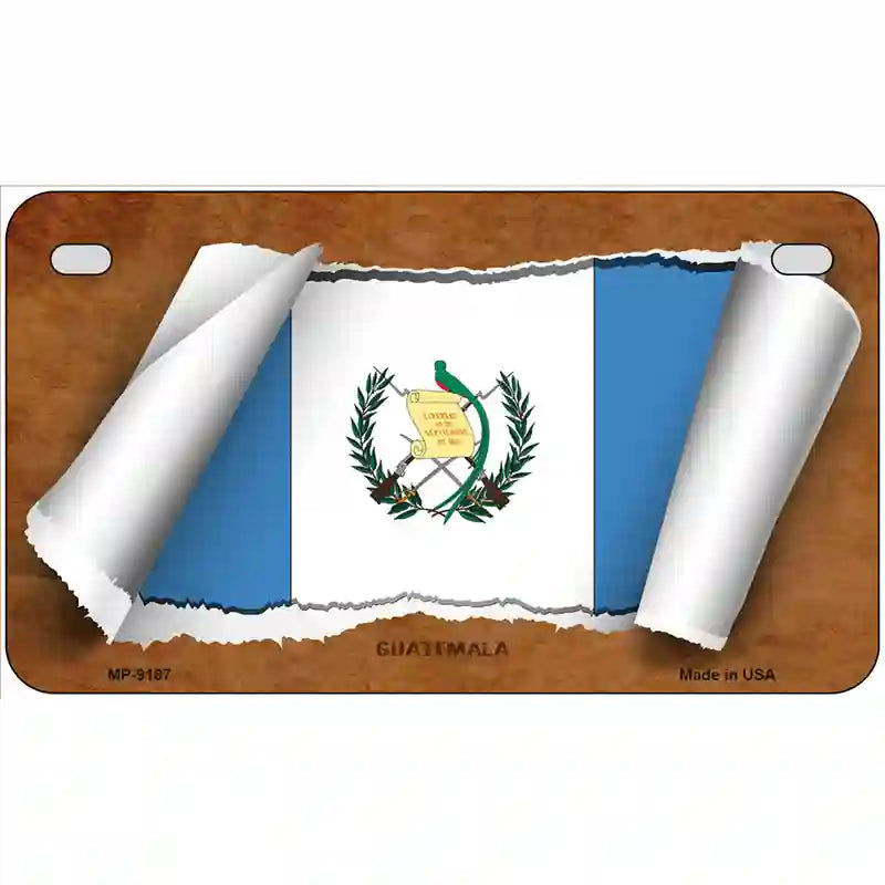 Guatemala Country Flag Scroll Metal Novelty License Plate 7" x 4" (MP)