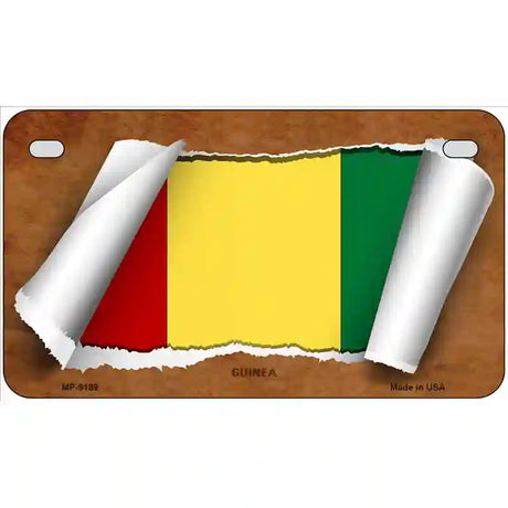 Guinea Flag Scroll Metal Novelty License Plate 7" x 4" (MP)