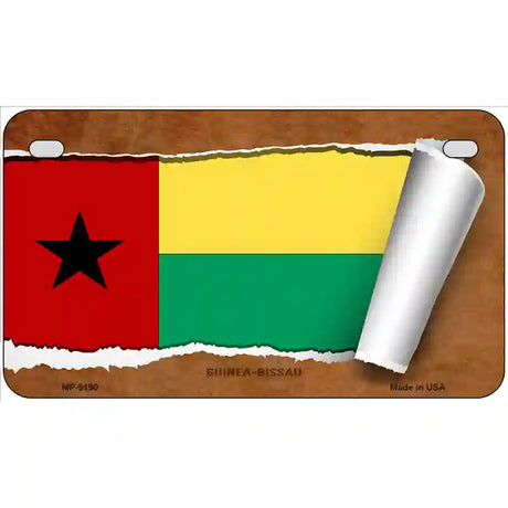 Guinea-Bissau Flag Scroll Metal Novelty License Plate 7" x 4" (MP)