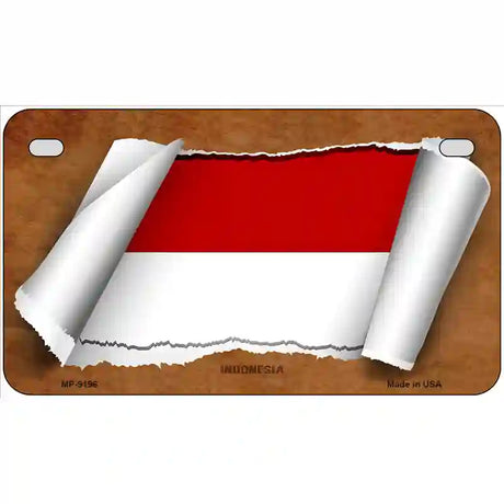 Indonesia Flag Scroll Metal Novelty License Plate 7" x 4" (MP)