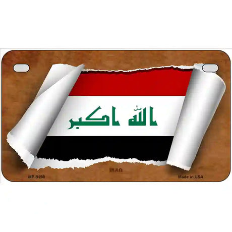 Iraq Flag Scroll Metal Novelty License Plate 7" x 4" (MP)