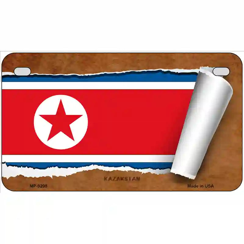 North Korea Flag Scroll Metal Novelty License Plate 7" x 4" (MP)