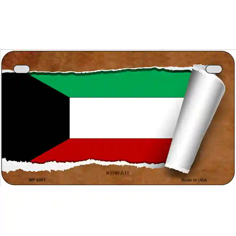 Kuwait Flag Scroll Metal Novelty License Plate 7" x 4" (MP)