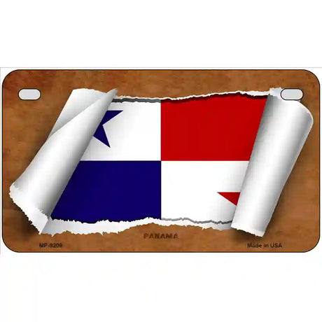 Panama Flag Scroll Metal Novelty License Plate 7" x 4" (MP)