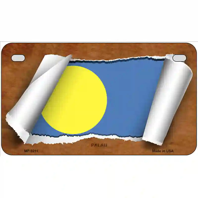 Palau Flag Scroll Metal Novelty License Plate 7" x 4" (MP)