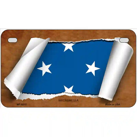 Micronesia Flag Scroll Metal Novelty License Plate 7" x 4" (MP)