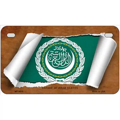 League of Arab States Flag Scroll Metal Novelty License Plate 7" x 4" (MP)