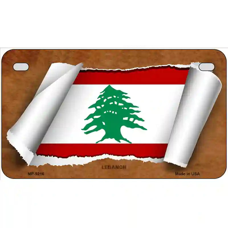 Lebanon Flag Scroll Metal Novelty License Plate 7" x 4" (MP)