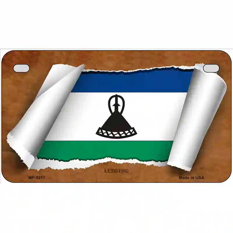 Lesotho Flag Scroll Metal Novelty License Plate 7" x 4" (MP)