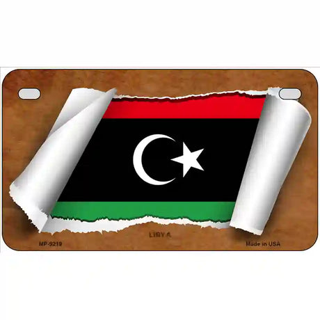 Libya Flag Scroll Metal Novelty License Plate 7" x 4" (MP)