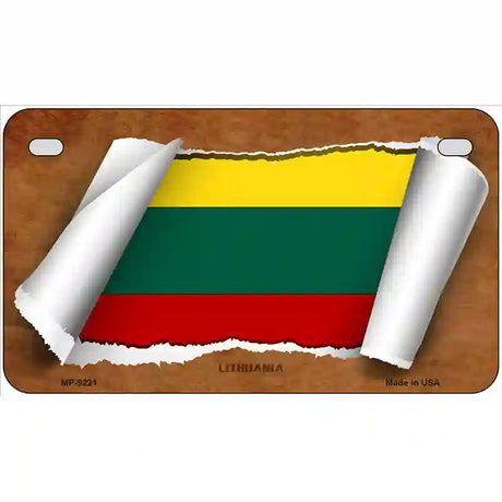 Lithuania Flag Scroll Metal Novelty License Plate 7" x 4" (MP)