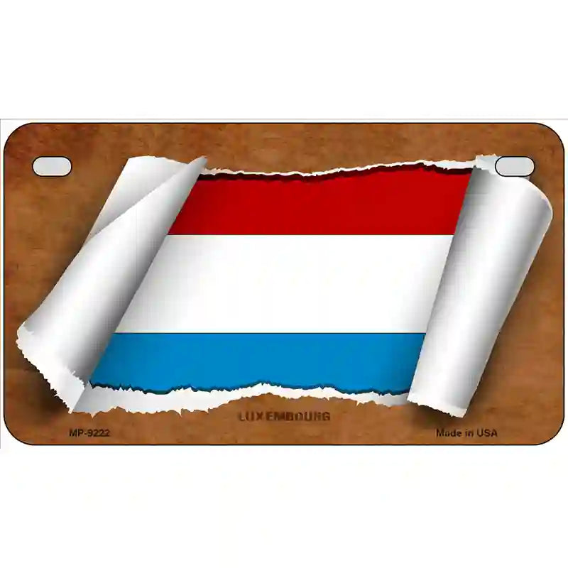 Luxemboury Flag Scroll Metal Novelty License Plate 7" x 4" (MP)