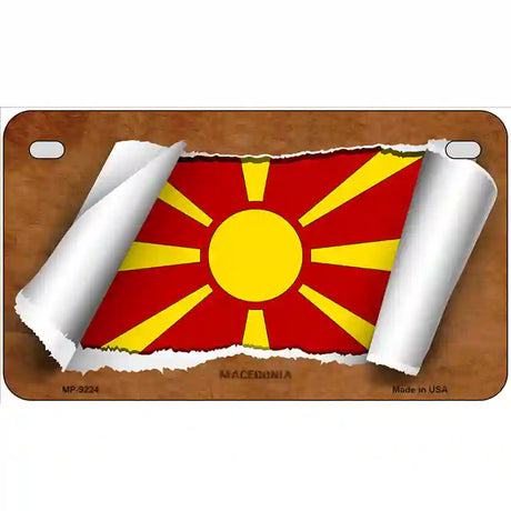 Macedonia Flag Scroll Metal Novelty License Plate 7" x 4" (MP)