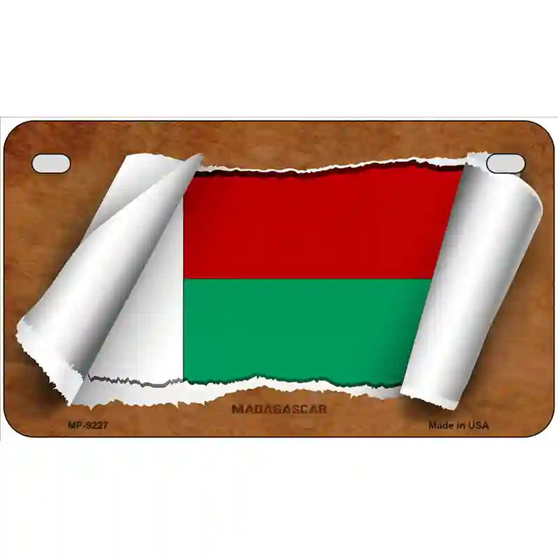 Madagascar Flag Scroll Metal Novelty License Plate 7" x 4" (MP)