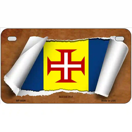 Madeiva Flag Scroll Metal Novelty License Plate 7" x 4" (MP)