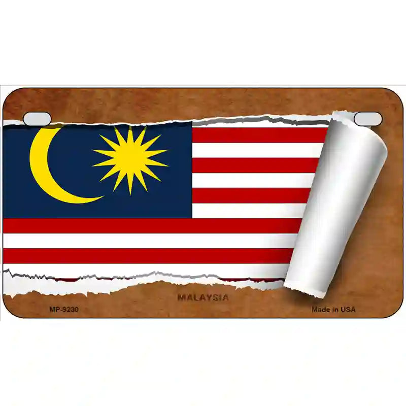 Malaysia Flag Scroll Metal Novelty License Plate 7" x 4" (MP)