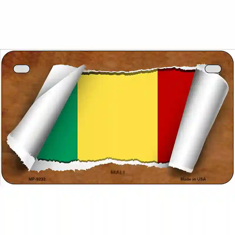 Mali Flag Scroll Metal Novelty License Plate 7" x 4" (MP)