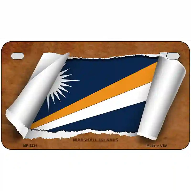 Marshall Islands Flag Scroll Metal Novelty License Plate 7" x 4" (MP)