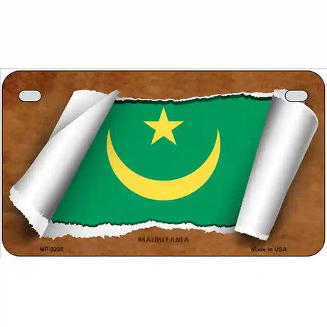 Mauritania Flag Scroll Metal Novelty License Plate 7" x 4" (MP)