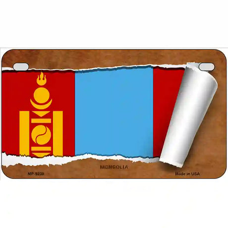 Mongolia Country Flag Scroll Metal Novelty License Plate 7" x 4" (MP)